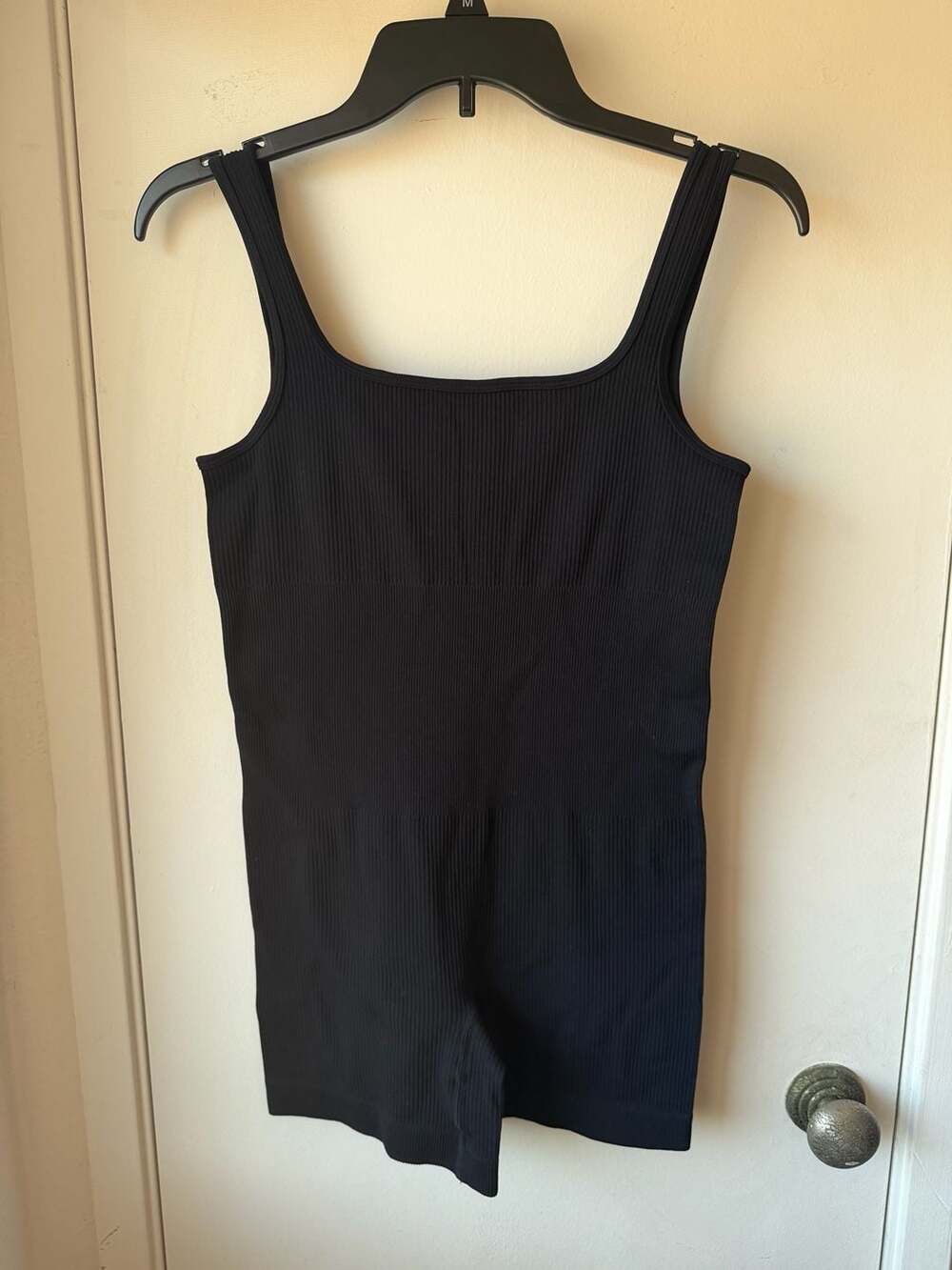 Unbranded Ribbed Romper Size M Black Sleeveless Square Neck